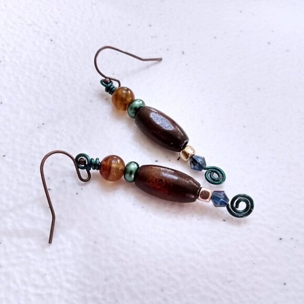Handmade: Fall Stack Earrings! Beaded! Mixed Media ~ Each Pair is different!